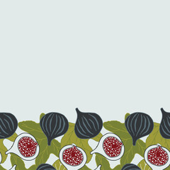 Repeat seamless border with figs. Endless texture for digital paper, fabric, backdrops, greeting cards