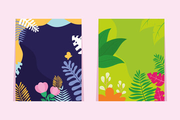 colorful backgrounds for stories with tropical leaves design