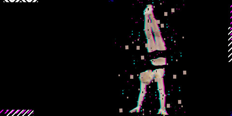 Obraz na płótnie Canvas Cyber girl Ai cyber style on neon color background Trendy Microwave Synthwave Neon Cyber background Matrix from binary code and random notation 3d illustration