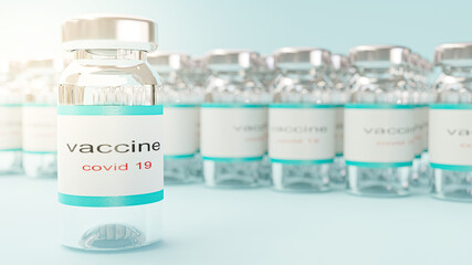 3d  render. covid-19 coronavirus vaccine bottle vaccination.