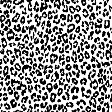 Vector seamless pattern. Leopard black and white skin texture