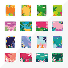 colorful tropical backgrounds set over white background