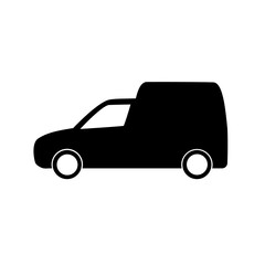 Delivery car isolated silhouette on white background. Vector illustration.