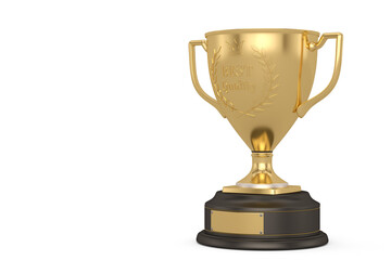 Fototapeta na wymiar A gold trophy cup isolated on white background. 3d rendering
