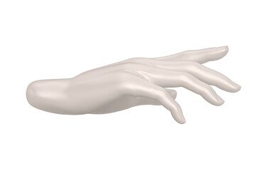 Abstract hand Isolated On White Background, 3D rendering. 3D illustration.