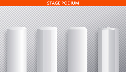 White 3d podium mockup in different shapes