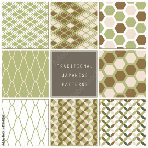 和柄パターンセット 亀甲 七宝 網目 武田菱 Traditional Japanese Patterns Wall Mural Gohan 和柄パターンセット 亀甲 七宝 網目 武田菱 Traditional Japanese Patterns Wall Mural Gohan