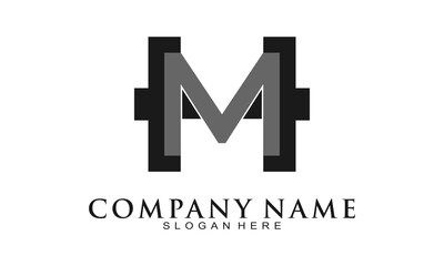 Square letter H and M logo design