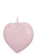 Heart candle Isolated On White Background, 3D rendering. 3D illustration.