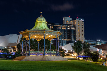 The rotunda in elder park with cityscape in the background in   Adelaide South Australian on...