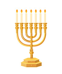 Menorah. Menorah flat illustration. Chanukah candlestick, symbol of happy new year. Biblical candelabrum icon. Vector illustration
