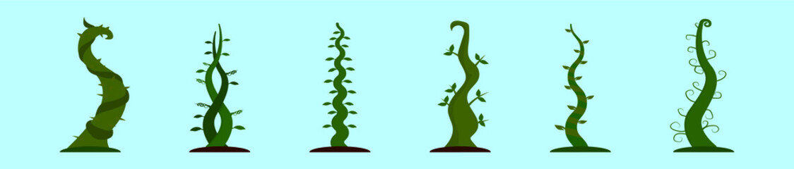 set of beanstalk cartoon icon design template with various models. vector illustration isolated on blue background