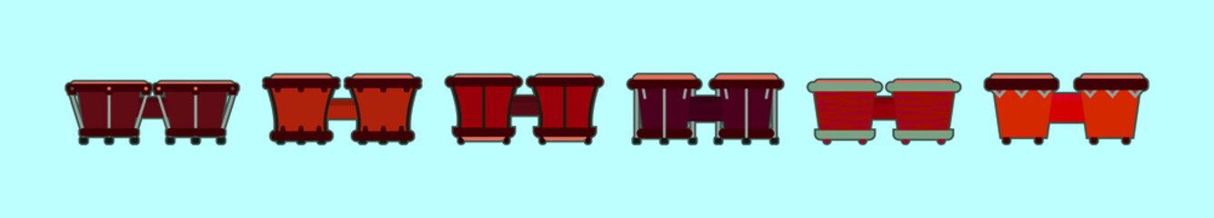set of bongo cartoon icon design template with various models. vector illustration isolated on blue background