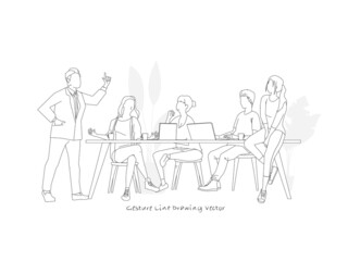 group conversation people. Gesture drawing line vector.