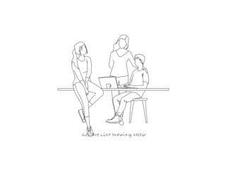 group conversation people. Gesture drawing line vector.