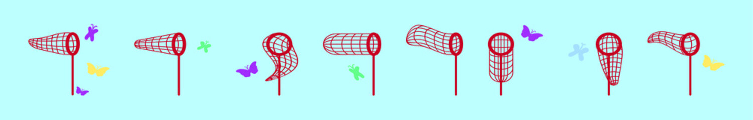 set of butterfly net cartoon icon design template with various models for logo and more. vector illustration isolated on blue background
