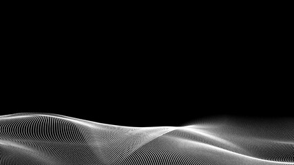 Dot white black wave technology texture background. Abstract big data digital concept. 3d rendering.