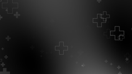 Naklejka premium Medical health cross neon light shapes pattern on black background. Abstract healthcare with coronavirus infected deaths case concept.