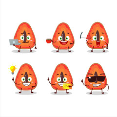 Fototapeta premium Slice of mamey cartoon character with various types of business emoticons