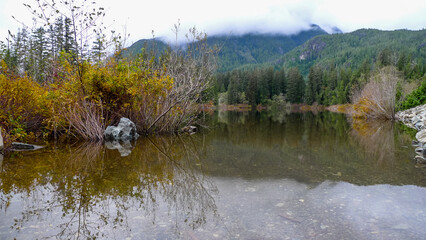 Cloudy autumn lake, Vancouver Island, BC, Canada
