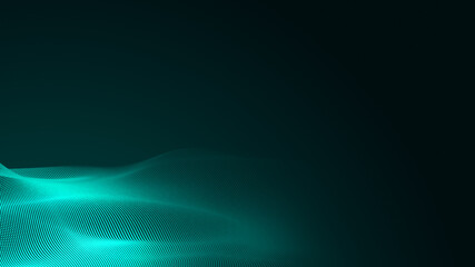 Dot green wave light screen gradient texture background. Abstract  technology big data digital background. 3d rendering.