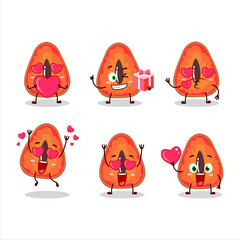 Slice of mamey cartoon character with love cute emoticon