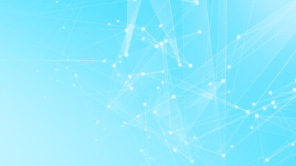 Abstract blue white polygon tech network with connect technology background. Abstract dots and lines texture background. 3d rendering.