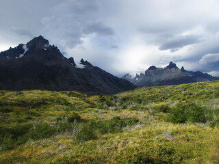 Obraz premium Paisaje desde Parque Torres del Paine, Región de Magallanes, Patagonia, Chile