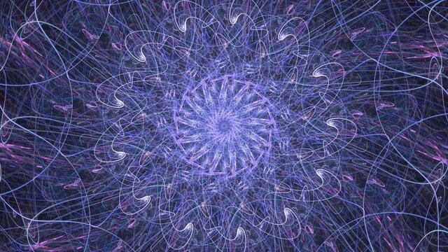 Endless looping abstract spiritual circle mandala - fractal representation of sacred space and geometry lines.