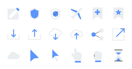 Flat essential UI Icon set.