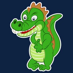 Illustration vector cute alligator cartoon with background