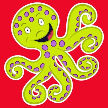 Illustration vector cute octopus cartoon with background