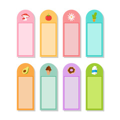 Different collection of memo stickers for paper borders or create a daily schedule of illustrated designs on white background