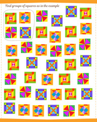 A game for children. Find all groups of patterns specified in the sample