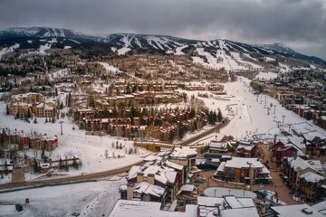 Fototapeta na wymiar Aerial View of the World Famous Colorado Ski Town of Snowmass Village