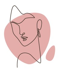 Minimalist woman portrait continuous line picture