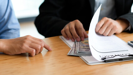 Businessmen secretly pay government officials to facilitate, Concept of corruption.