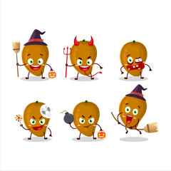 Halloween expression emoticons with cartoon character of zapote