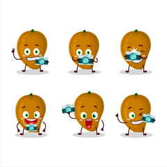 Photographer profession emoticon with zapote cartoon character