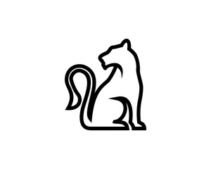 line lioness elegant logo vector