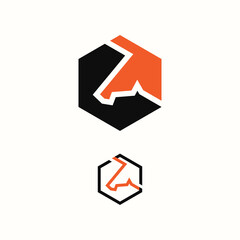 Horse Hexagon black orange vector illustration