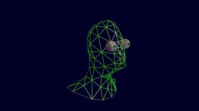 3d female model. Low resolution polygon woman transforming to high res wireframe  surface. 3d animation rendering isolated on dark background