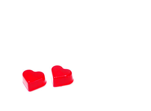 Couple jelly red Heart shaped on white background, love Valentine Day space for copy text card, sweet food © pakn