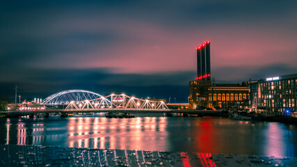 bridge over the providence riverat night