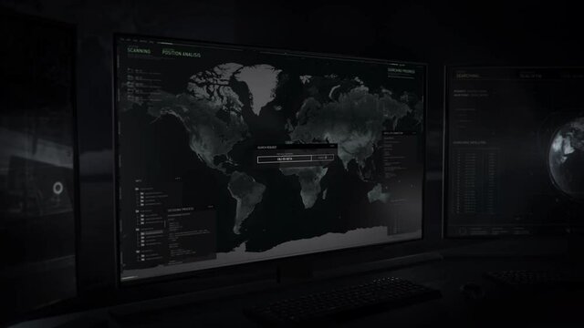 Criminal detection software loading. Spy satellites activation. World map scanning. Alpha protocol initialization. Tracking down the target person in Berlin. Displaying location on the map.