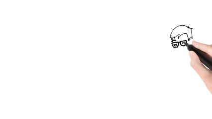 Office manager computer drawing whiteboard animation of job position