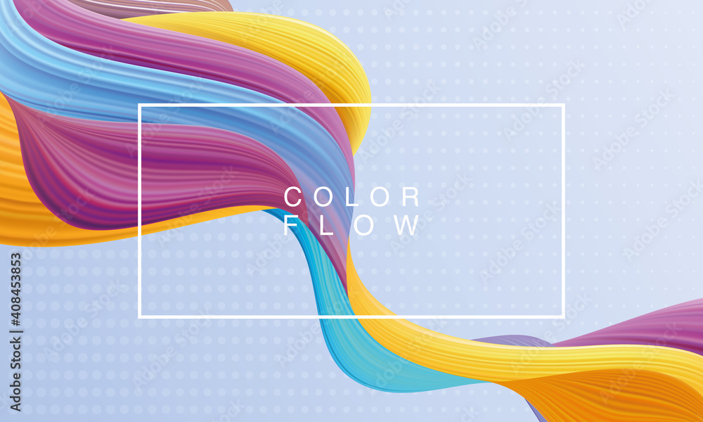 Poster vivid color flow with rectangle frame background template poster