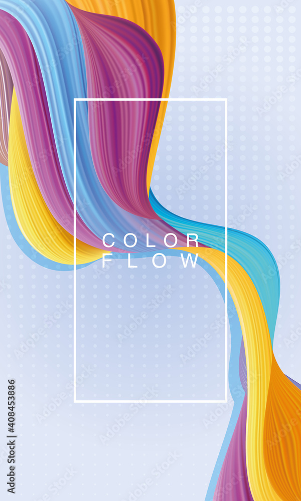 Poster color vivid flow with rectangle frame background template