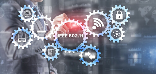 802.11. Wireless data transmission concept IEEE.