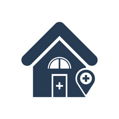 Medical Icon. Hospital, Clinic location search, home health care Icon.